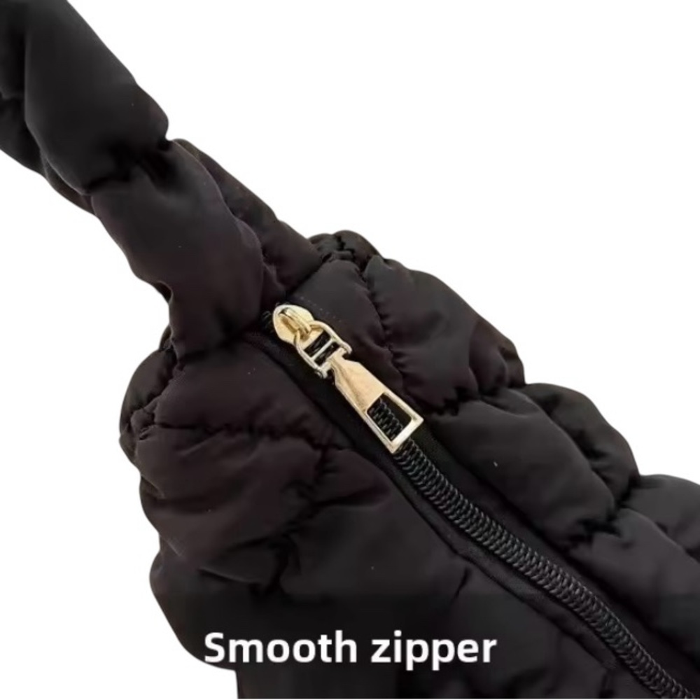 Bubble, puffy, quilted pleated, small cloud purse with shoulder strap. PURPLE - Picture 3 of 6